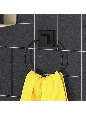 Storemax Delme Vida Matkap Yok!  Yapıskanlı Yuvarlak Havluluk Mat Siyah EF235