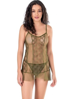 Aria's Closet Arias Closet Haki Kısa Tül Gecelik