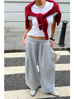 BSBSPOR Erkek / Kadın Bol Tarz Baggy Kalın Şardonlu Lastikli Paça Eşofman Altı Gri / Siyah / Antrasit