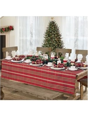 Storemax Fashions Parıltılı Ekose Tatil Kumaşı Masa Örtüsü, 132 cm x 132 Cm, Kırmızı