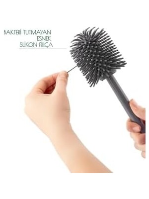 Storemax Silikon Wc Tuvalet Banyo Fırçası Klozet Fırçası Kare Gri