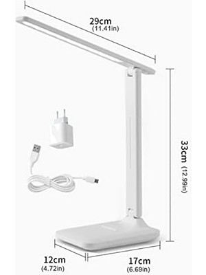 Storemax Şarjlı Masa Lambası 3 Renk Dokunmatik Telefon Standlı Kademeli Çalışma Okuma Işığı Lambası 9W (Beyaz)