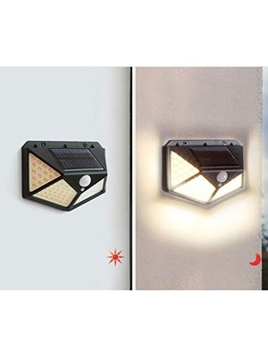 Storemax Solar Lamba 100 LED Pır Hareket Sensörlü Dış Duvar Lambası IP65 Bahçe Teras - 1 Adet