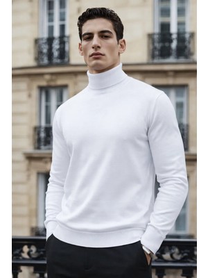 Comstar Erkek Uzun Premium Comfort Beyaz Kazak