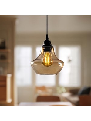 Storemax Tekli Cam Sarkıt Aydınlatma, Ev, Ofis, Cafe, Restoran Avizeleri, E27 Duy