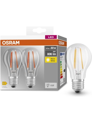Storemax LED Flament 6.5W 2700K 806LM E27 Duy Sarı Işık 2'li Paket Lamba