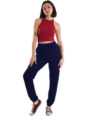 ASN Concept Lacivert Renk Paçası Lastikli Eşofman Altı (Büyük Beden Seçeneğiyle)