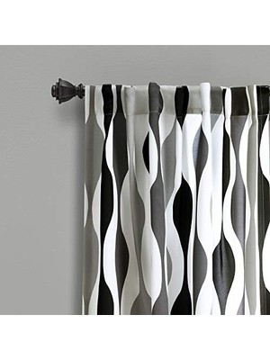 Storemax Lush Mid Geo Işık Filtreleme Pencere Perdesi Panel Çifti, 274 cm Uzunluk x 132 cm Genişlik, Siyah ve Gri
