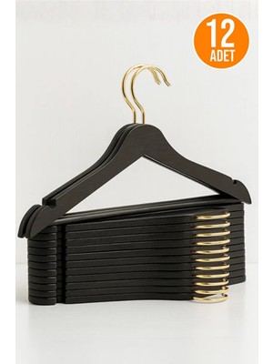 Orvila 12 Adet - Ahşap Görünümlü Plastik A Kalite Elbise Askısı Tshirt Pantolon Askı