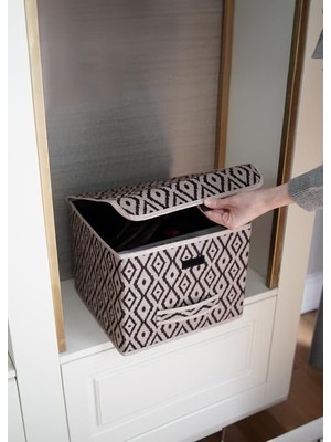 Storemax Bohe Kapaklı Kutu Raf Organizer Düzenleyici Sepet Mini (30 x 30 x 23 Cm)