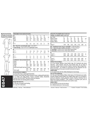 Storemax New Look Pattern 6847 Child Sleepwear, Size A (3-4-5-6-7-8)
