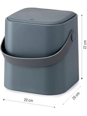 Storemax 4l Mini Tezgah Üstü Çöp Kovası – Deri Tutma Saplı, Kompakt ve Şık Tasarım, Mutfak & Banyo Için, Geri Dönüşüm Dostu (Gri, 4 Litre)