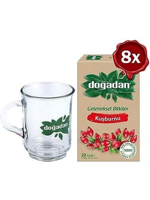 Storemax Doğadan Kuşburnu Çayı 20'li x 8 ve Doğadan Cam Bardak Hediyeli