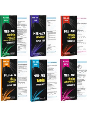 Pegem 2026 Meb-Ags Tüm Dersler Yaprak Test 6 Lı Set Pegem Akademi Yayınları