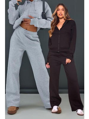 Vladivosto Bol Paça Kadın Yüksek Bel Oversize Baggy Eşofman Altı