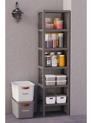 Storemax Life 6 Katlı Plastik Gri Banyo Mutfak Rafı MIT1046