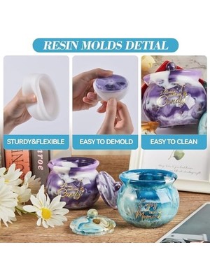 Storemax Reçine Kalıpları, Silikon Reçine Kalıpları, Tabanlı Silikon Kavanoz Kalıpları, Kapaklı Epoksi Reçines Döküm Kalıplarıs, Şekerleme ve Takı Saklama Kutularıs, Ev Dekorasyonu Için