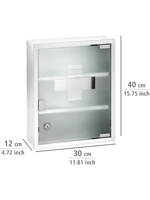Storemax Ecza Dolabı, Kilitlenebilir, Paslanmaz Çelik, 30 x 40 x 12 Cm, Parlak