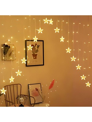 Storemax 4 Metre LED Işık 14'lü Çapraz Yıldız Işık Zinciri Dekoratif Fişli Aydınlatma Ev Dekorasyonu Süsleme Salon Oda Merdiven Balkon Için Yılbaşı Eğlence Doğum Günlerine Özel Aydınlatma