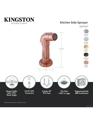 Storemax KBS796SP Mutfak Bataryası Yan Püskürtücü, Antik Bakır Eşleşecek Şekilde Üretildi