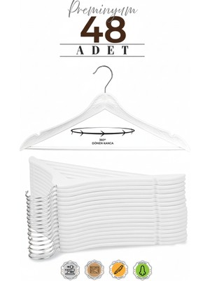 Etc Home 48 Adet Ahşap Görünümlü Plastik A Kalite Elbise Askı