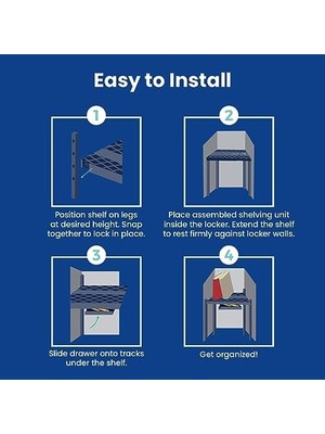 Storemax Ayarlanabilir Raf Dolap Rafı ve Düzenleyici, Dolabınıza Uyacak Şekilde Uzatılır, Kullanımı Kolay, Okul, Iş, Spor Salonu Için Mükemmel, Saklama Çekmecesi Dahil, Mavi (5025-NVY)