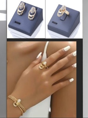 Alya's Aksesuar Micro Taşlı Bileklik Küpe ve Yüzük Seti