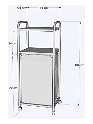 Storemax Dehalimited 2 Raflı Frenli Tekerlekli Çamaşır Sepeti Dolabı Kirli Sepetli Düzenleyici Çamaşırlık Beyaz, Dehalimited