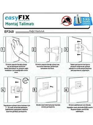 Storemax 11.EF.240.02 Delme Vida Matkap Yok Easyfıx Yapıskanlı Kağıt Havluluk Mat Siyah, Siyah, Small