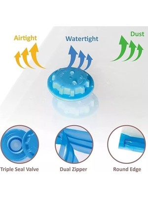 Storemax Süper Kalite 3 Boy 5'li Paket Vakumlu Hurç, 2 Adet 70X50CM, 2 Adet 80X60CM, 1 Adet 100X80CM, El Pompası Hediye, Giysi Yastık Yorgan Yazlık Kışlık Seyahat Için Vakumlu Saklama Torbaları