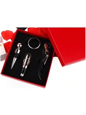 Storemax Premium Kutulu Şarap 4 Parça Tirbüşon Açacak Seti Şarap Severler Için Şık ve Fonksiyonel