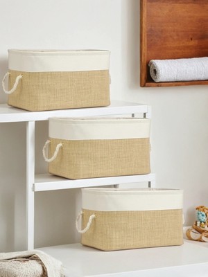 Luxway Home 3 Lü Küçük Boy Jüt Dolap Içi Çamaşır Çocuk Odası Oyuncak Düzenleyici Katlanır Saklama Sepeti