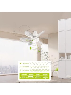 Storemax Tavan Vantilatörü LED Işık 3 Renk Işık Sıcaklığı Ayarlanabilir 3 Kademe Hız Modu Sessiz 52 cm Çap 6 Kanat Uzaktan Kumandalı Vantilatör (Beyaz)