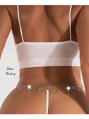 Intive Lingerie Intive Beyaz Arkası Kalp Aksesuarlı Tasarım Çekici G-String