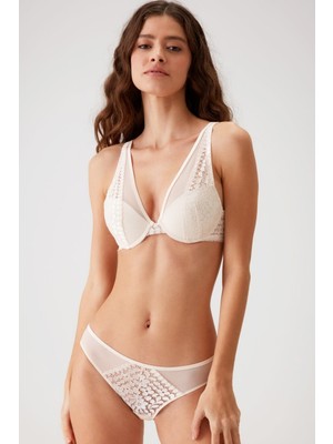 Pierre Cardin Siyah Biella Çiçek Desen Soft Push Up Dolgulu Tül Detaylı Iç Çamaşırı Takımı