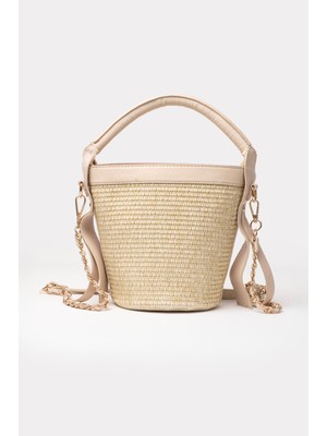 Icone Hasır Kova El Omuz Çantası Bej
