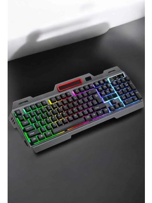 Eco Lounge LED Işıklı Oyuncu Klavye USB Girişli Rgb Işıklı Q Klavye Mouse Hediyeli