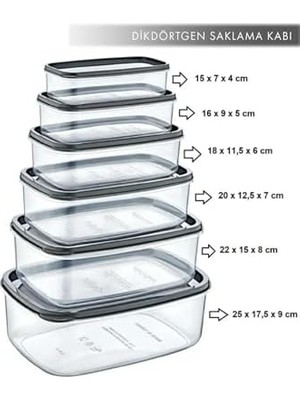 Storemax 6 Lı Set Dikdörtgen Saklama Kabı Seti - Platin Serisi Beyaz