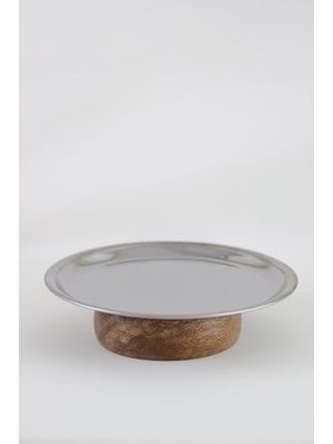 Storemax & Ahşap Tabanlı Metal 18 cm Yuvarlak Servis/sunum Tabak Dekoratif Stand