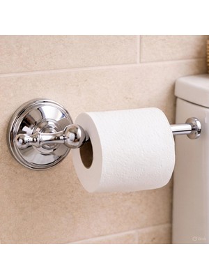 Badem10 Modern Yatay Krom Tuvalet Kağıtlığı Vidalı Duvar Tipi Banyo Wc Aksesuarı Paslanmaz Metal