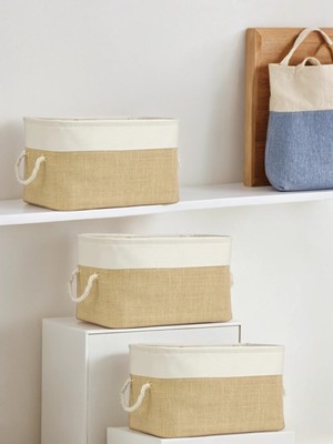 Luxway Home 3 Lü Orta Boy Jüt Dolap Içi Çamaşır Çocuk Odası Oyuncak Düzenleyici Katlanır Saklama Sepeti