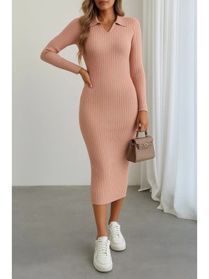 Çamaşır Kenti Kadın Uzun Kollu Yakalı Triko Elbise