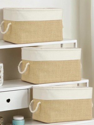 Luxway Home 3 Lü Büyük Boy Jüt Dolap Içi Çamaşır Çocuk Odası Oyuncak Düzenleyici Katlanır Saklama Sepeti