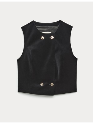 Marks & Spencer Kadife Çift Düğmeli Yelek