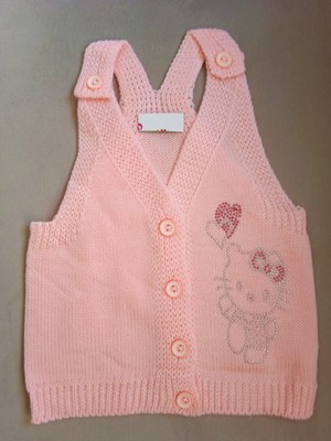 Mor Tırtıl Kız Çocuk Triko Yelek