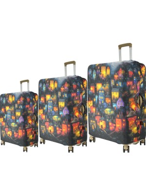 My Saraciye (MY#150 Evler) Valizler Için Kılıf Seti (Kabin Orta ve büyük)