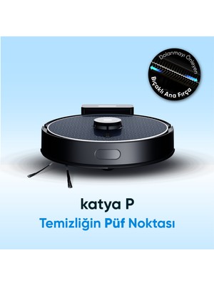 Şımart Katya P Akıllı Robot Süpürge Kıl Kesici Bıçaklı Ana Fırça 8000PA Emiş Gücü