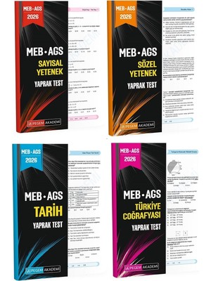Pegem 2026 Meb-Ags Sayısal + Sözel Yetenek + Tarih + Türkiye Coğrafyası Yaprak Test 4 Lü Set Pegem Akademi Yayınları