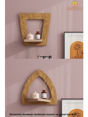 Montesev Ahşap Dekoratif Duvar Rafı 2 Li / 3 Lü Set ( Mtsv - 541)