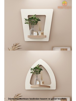 Montesev Ahşap Dekoratif Duvar Rafı 2 Li / 3 Lü Set ( Mtsv - 483)